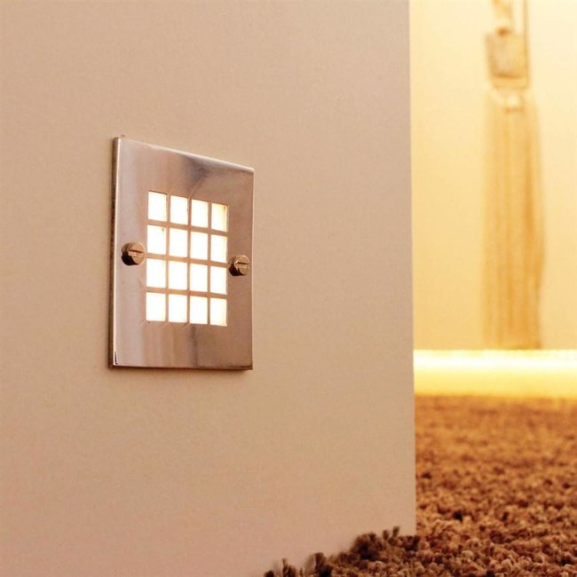 Trapverlichting inbouw IP44 brons, nikkel, chroom, goud