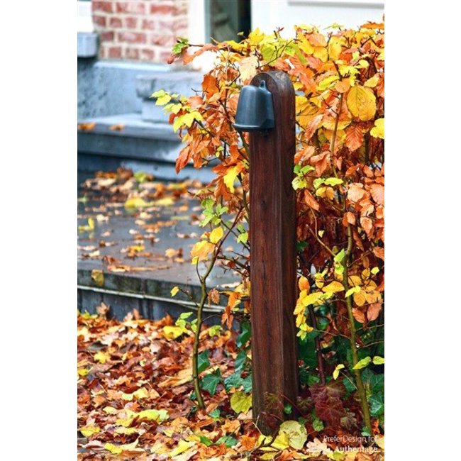Borne bois jardin rustique teak bronze