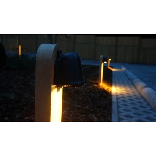 Borne bois jardin rustique teak bronze