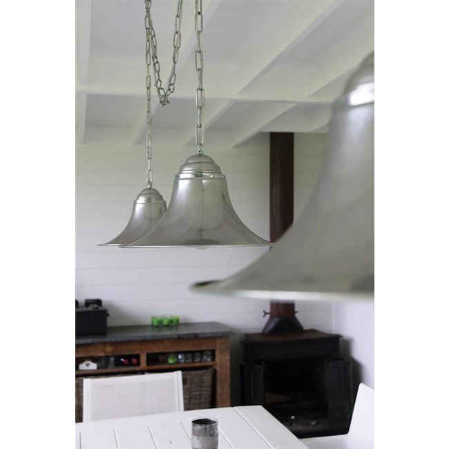 Hanglamp 3 kappen landelijk brons, nikkel, chroom