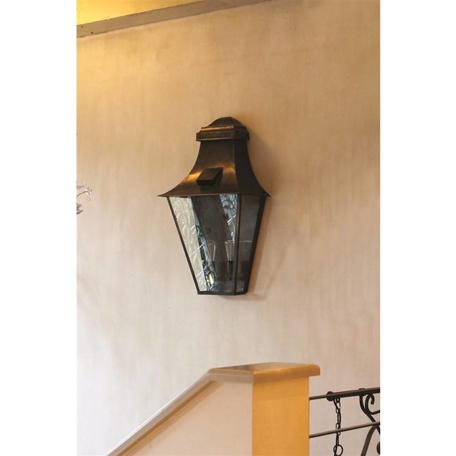 Buitenverlichting wand landelijk brons glas 4 lampen