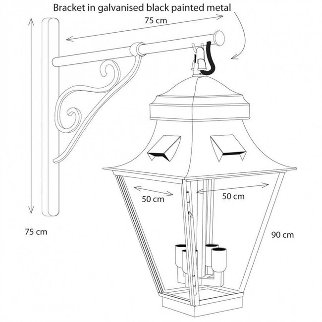 Lanterne extérieure murale rustique chic bronze