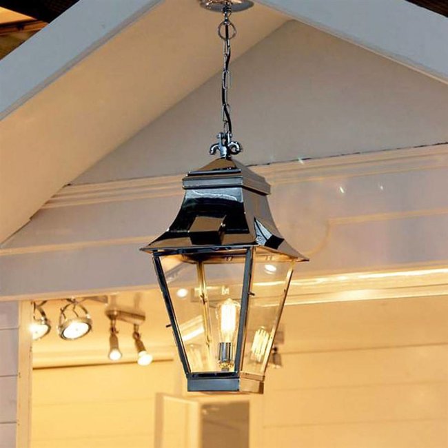 Gezichtsveld amateur Parameters Hanglamp lantaarn landelijk buiten brons, nikkel 1xE27 60cm H - Feluce