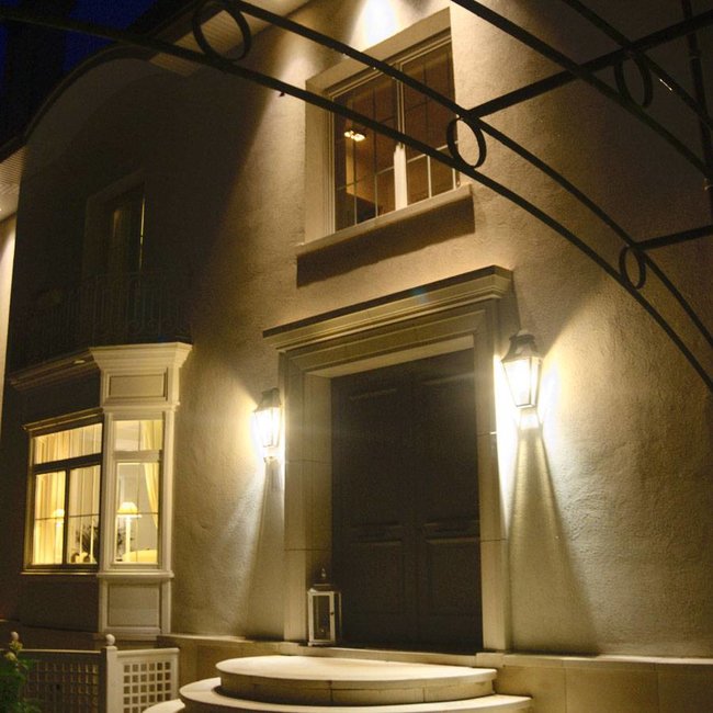 Buitenverlichting wand landelijk brons glas 4 lampen