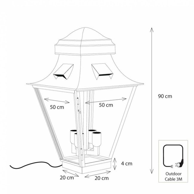 Grande lanterne rustique extérieur bronze, nickel