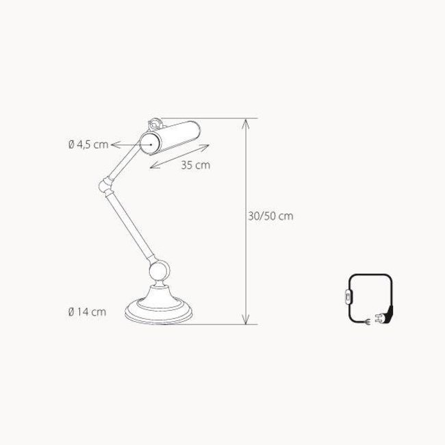 Bureaulamp brons landelijk 2 x E14