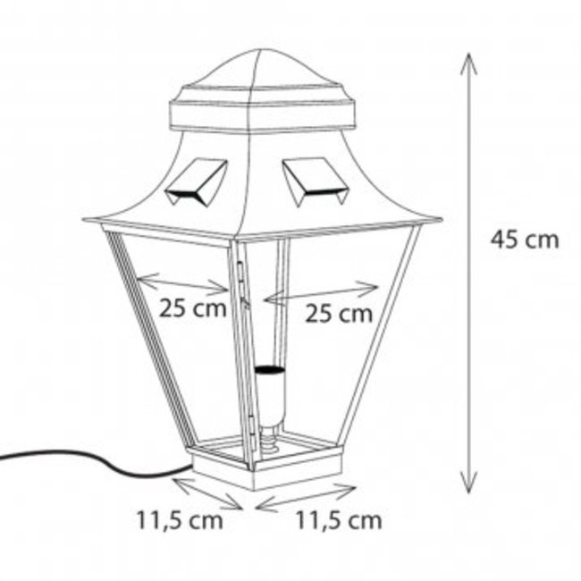 Buitenlamp sokkel brons landelijk 45 cm, 60 cm, 90 cm H