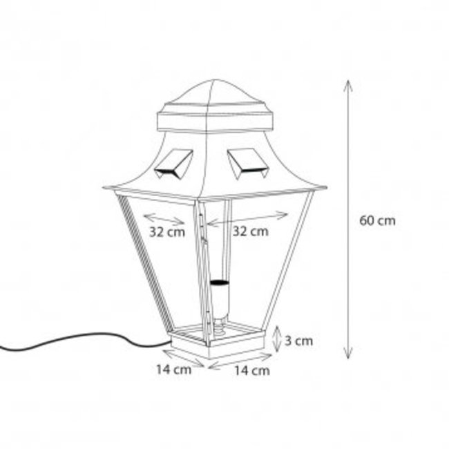 Buitenlamp sokkel brons landelijk 45 cm, 60 cm, 90 cm H
