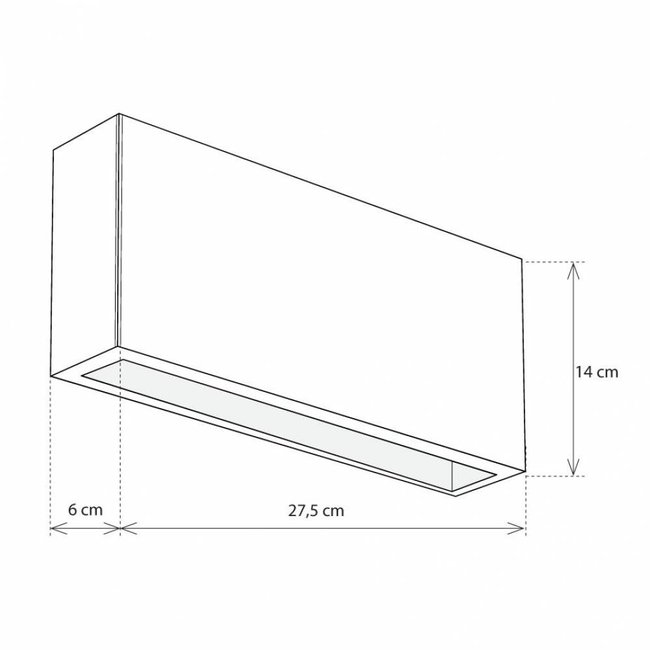 Strakke wandlamp brons 22,5 of 27,5cm breed up down