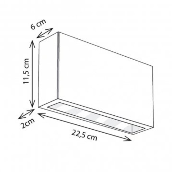 Strakke wandlamp brons 22,5 of 27,5cm breed up down