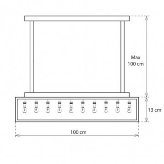 Landelijke hanglamp eettafel 1 m lang brons, nikkel, chroom