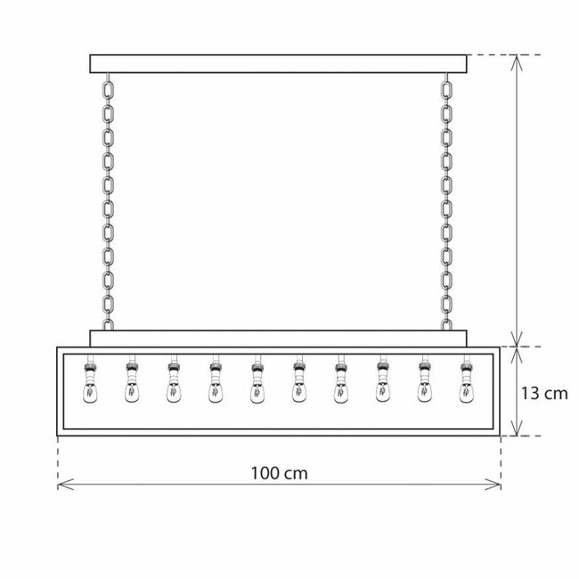 Landelijke hanglamp eettafel 1 m lang brons, nikkel, chroom