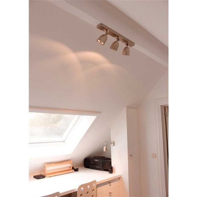 Plafondlamp 3 spots landelijk brons, nikkel, chroom