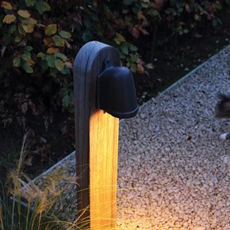 kalkoen Bedrog Slang Tuinpaal verlichting landelijk hout brons GU10 - Feluce