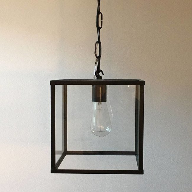 Lanterne suspendue intérieur verre bronze