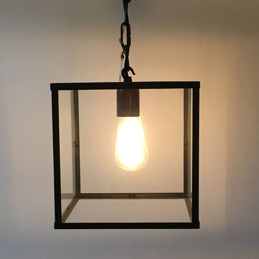 Lantaarn lamp met glas landelijk E27 met ketting Feluce