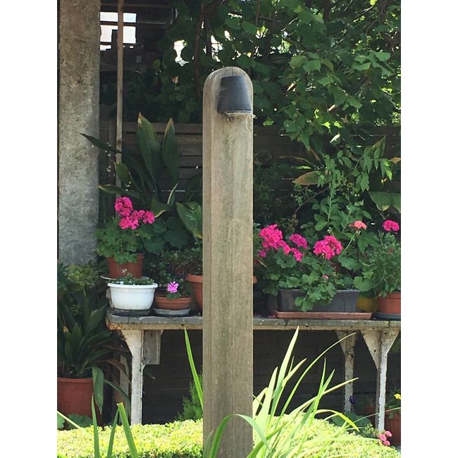 Borne bois jardin rustique teak bronze