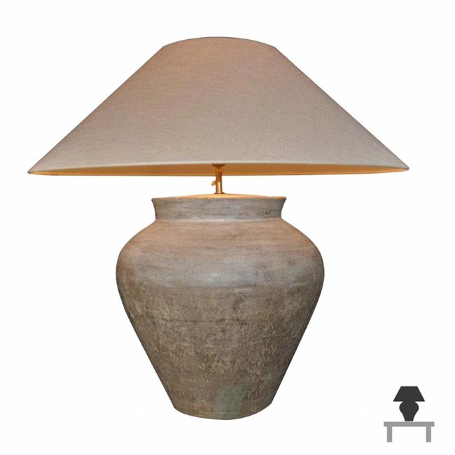 Lampe céramique avec abat-jour en lin  90cm haut