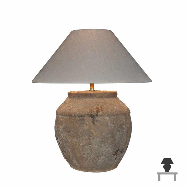Vaaslamp keramiek met lampenkap landelijk 60cm H