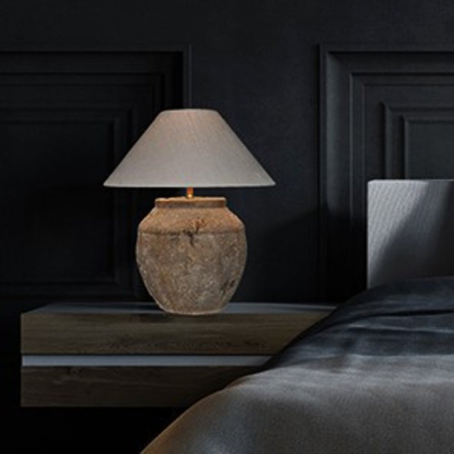 Vaaslamp keramiek met lampenkap landelijk 60cm H