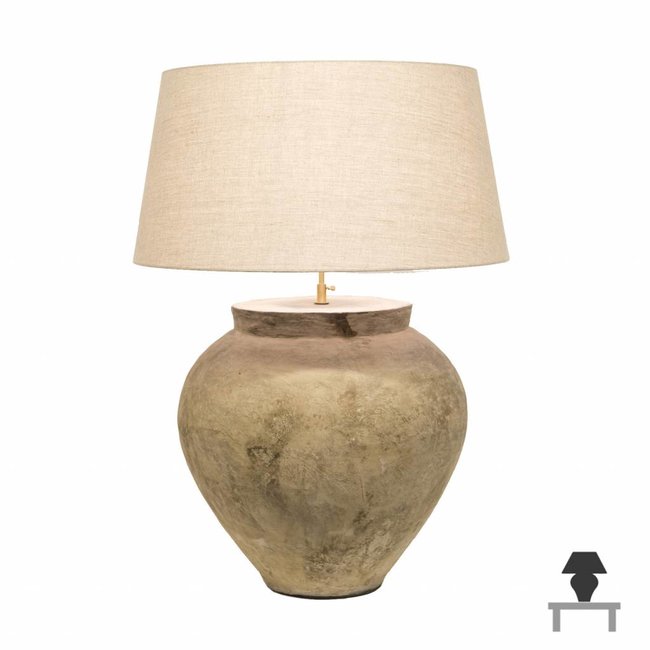 Lampe en céramique avec abat-jour en lin 90cm haut