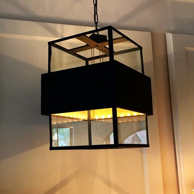 Glazen hanglamp vide brons