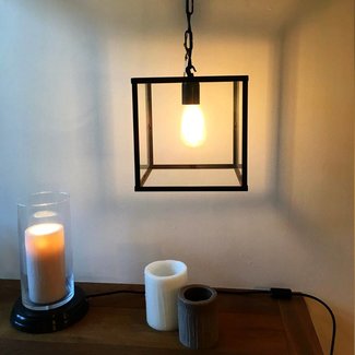 Lantaarn lamp met glas landelijk E27 met ketting Lantaarn lamp met glas landelijk E27 met ketting