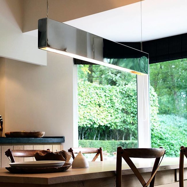 Landelijke eettafellamp 125 cm brons, nikkel, chroom