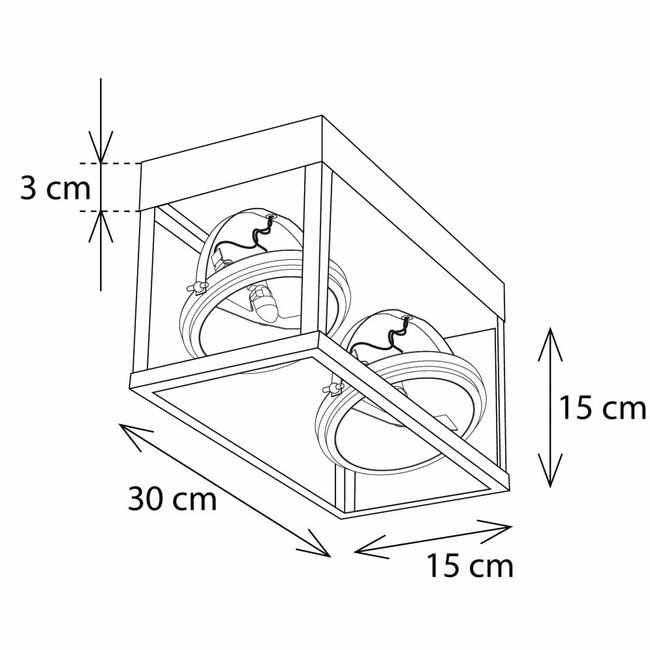 Plafonnier 2 lampes rustique chic bronze verre