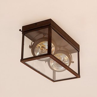 Plafondlamp 2 spots landelijk brons, glas Plafondlamp 2 spots landelijk brons, glas