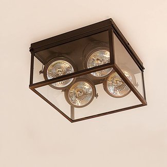 Luxe plafondlamp landelijk brons, glas 4 spots Luxe plafondlamp landelijk brons, glas 4 spots