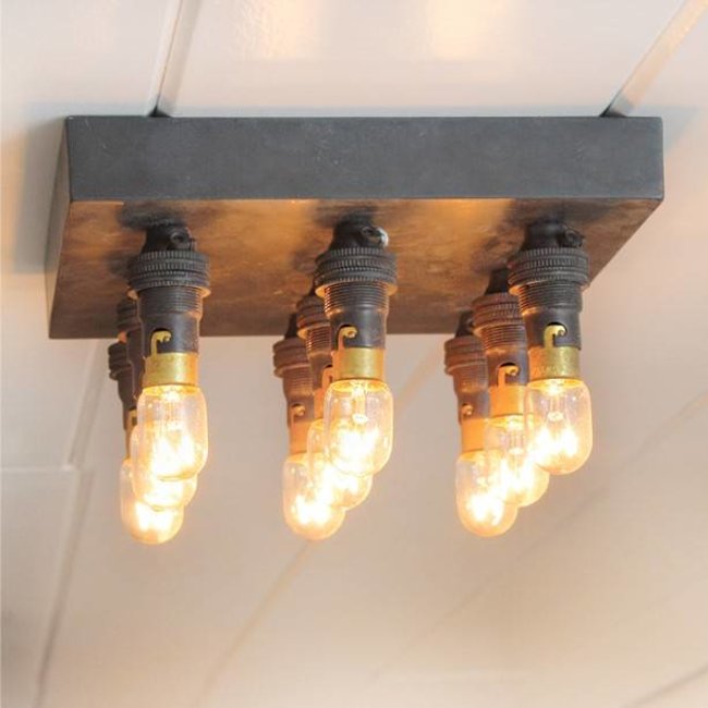 Plafonnier minimaliste rustique chic bronze carré