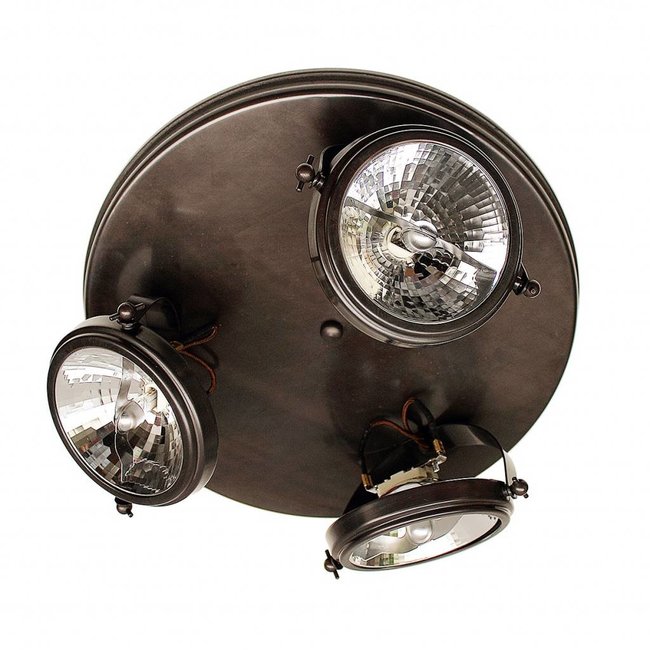 3 spots lamp landelijk brons rond plafond