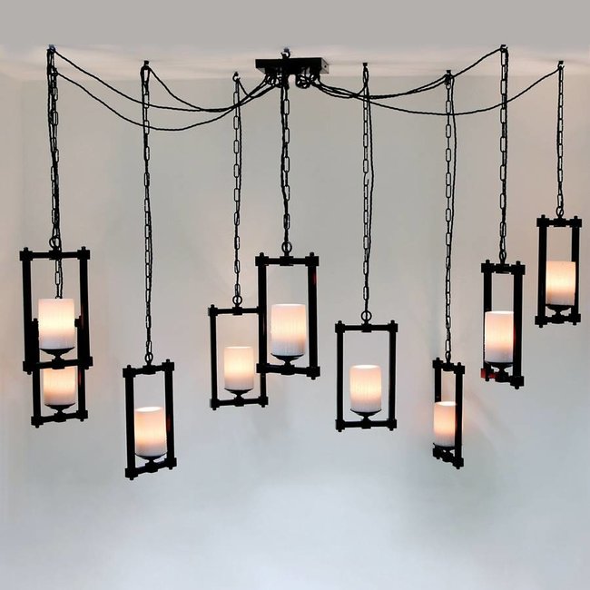 Kasteellamp brons landelijk met 9 kaarsen