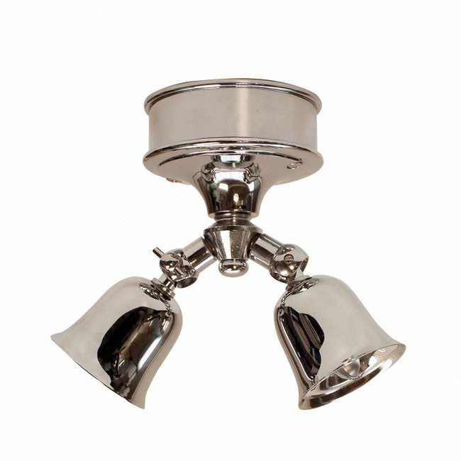 Plafonnier deux spots rustique bronze, nickel, chrome