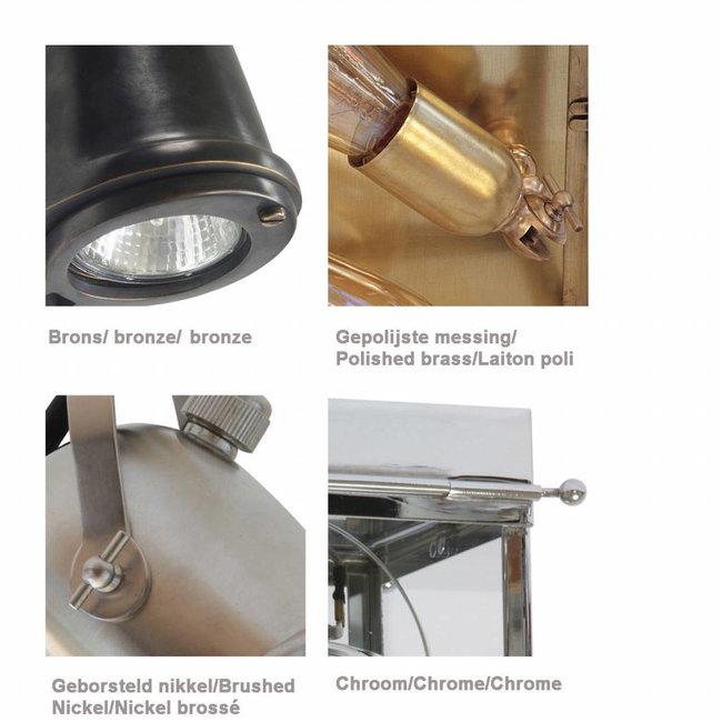Double spot rustique directionnel bronze, nickel, chrome