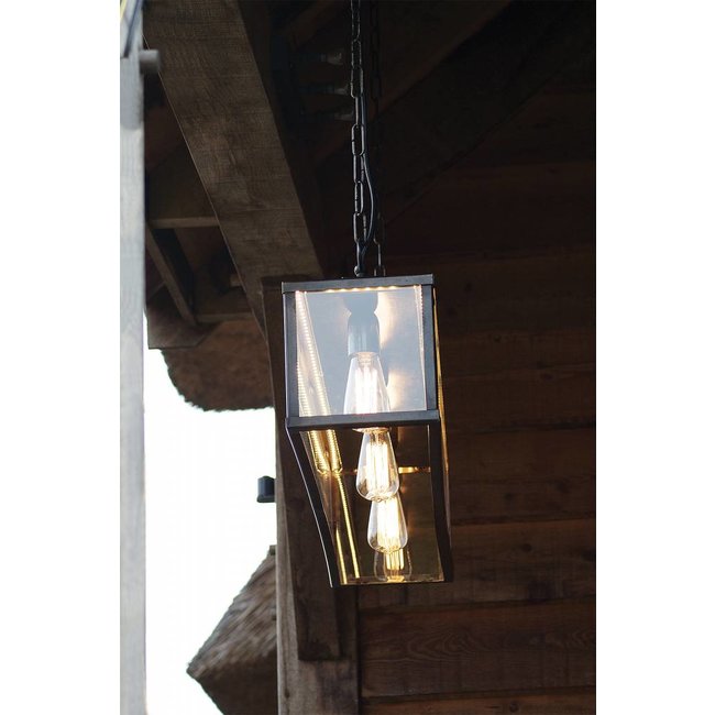 Suspension 3 ampoules rustique bronze