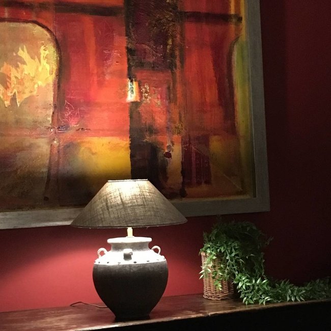 Lampe de table en céramique avec abat-jour