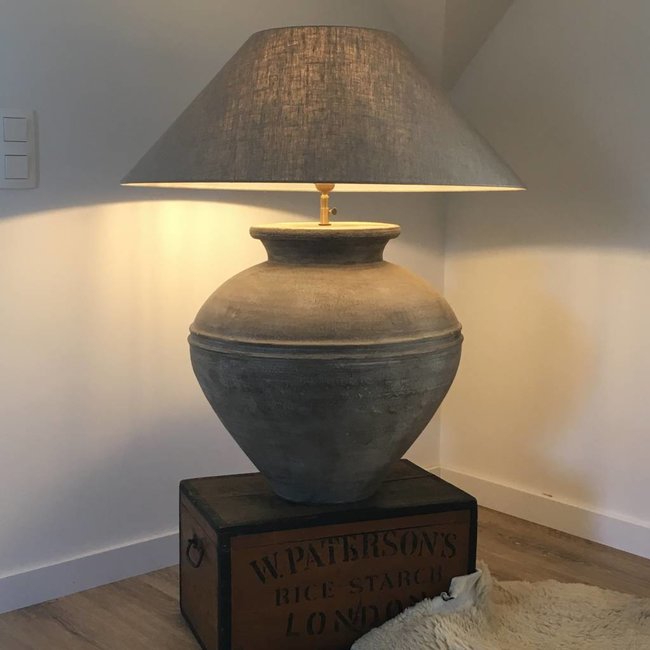 Grote schemerlamp met kap landelijk 90 cm hoog