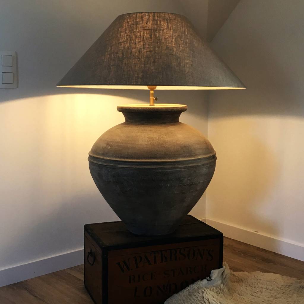 Lampe avec abat-jour en céramique marron 40x40x62 cm