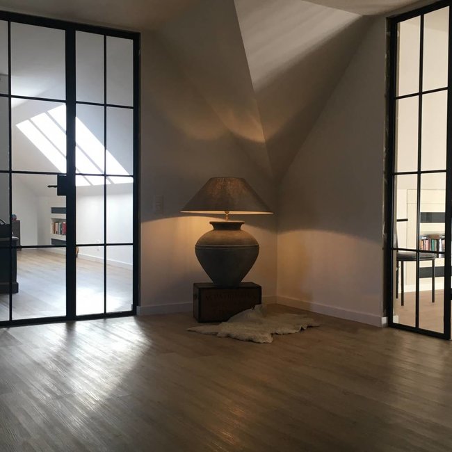 Grote schemerlamp met kap landelijk 90 cm hoog