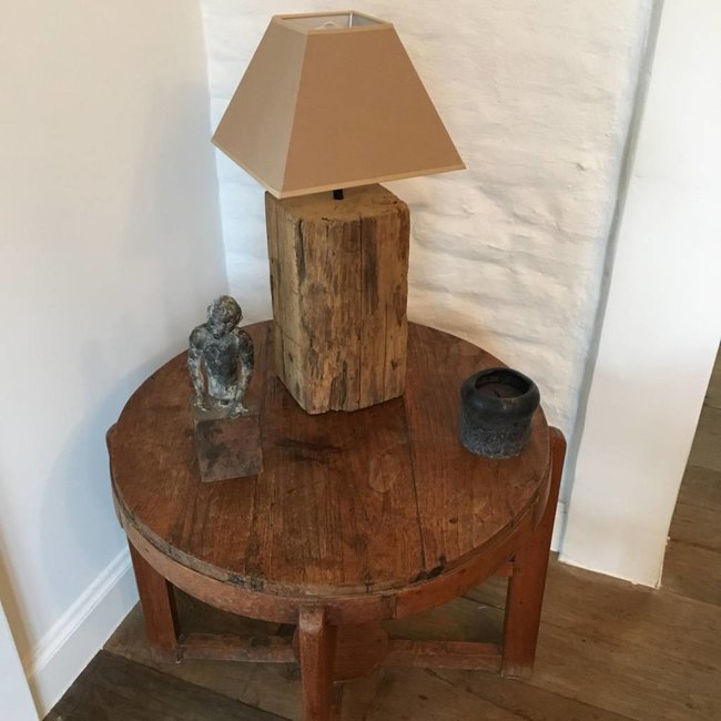 Lampe de chevet en bois avec abat-jour