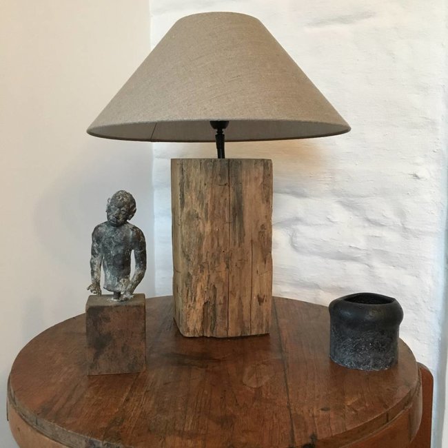 Lampe de chevet en bois avec abat-jour