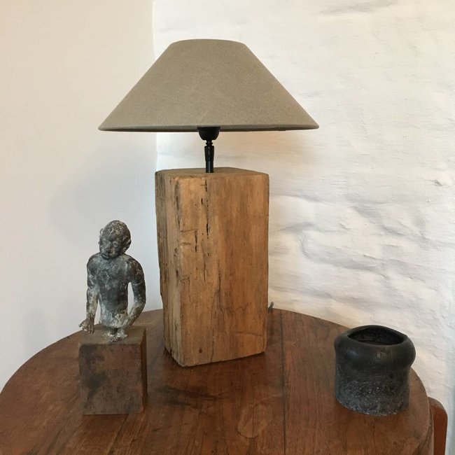 Lampe de chevet en bois avec abat-jour