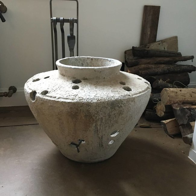 Aardewerk lamp met gaten 44 cm H