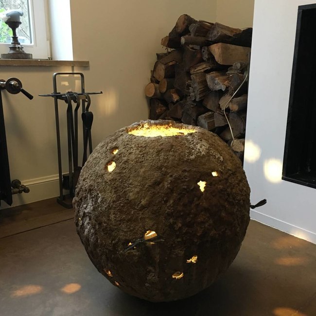 Lampe météorite céramique 54cm haut étoilé