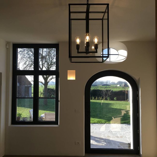 Lamp lantaarn landelijk met glas 4xE27