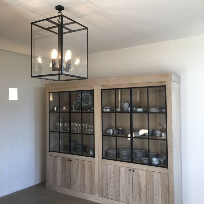 Lustre lanterne rustique avec verre 4xE27