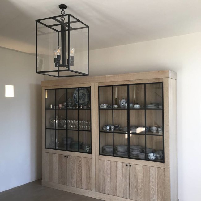 Lustre lanterne rustique avec verre 4xE27