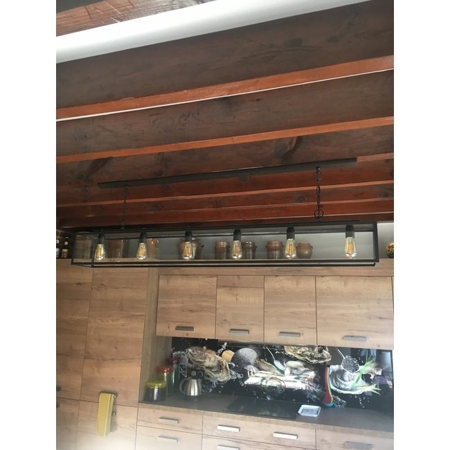 Hanglamp 6 lampen landelijk brons 175cm